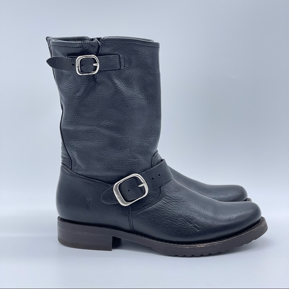 Frye Black Leather Combat Boots